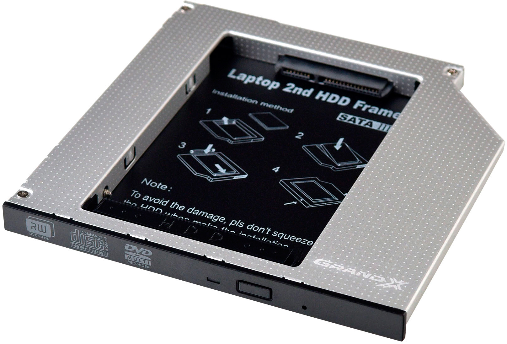 

Адаптер Grand-X для підключення HDD 2.5" в відсік приводу ноутбука SATA3 Slim 9.5 мм (HDC-26)