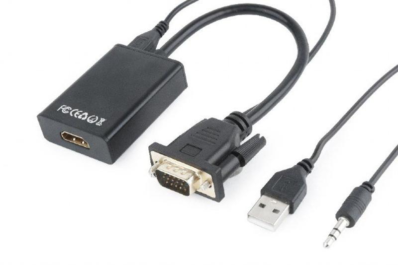 

Адаптер Cablexpert (A-VGA-HDMI-01) VGA-HDMI, со звуком, 0.15м, черный