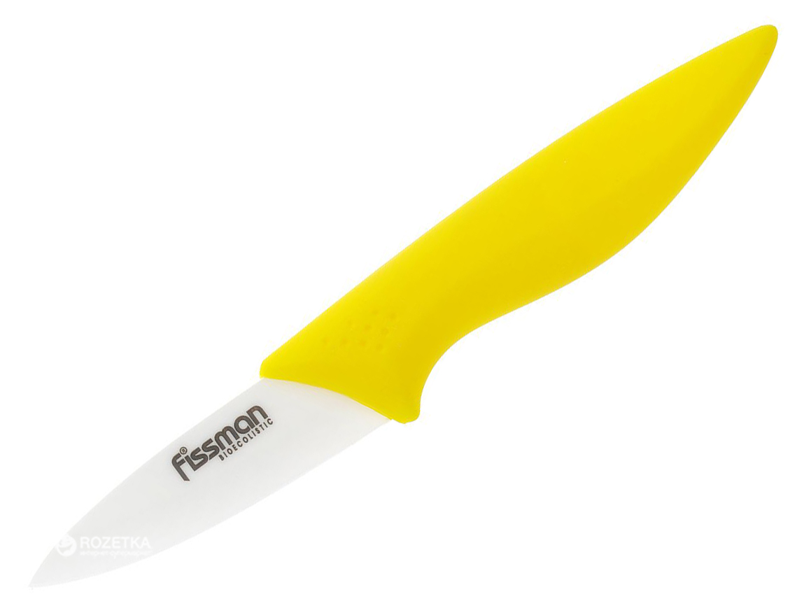 Акция на Кухонный нож Fissman Sempre для овощей 80 мм Yellow (KN-2130.PR) от Rozetka UA