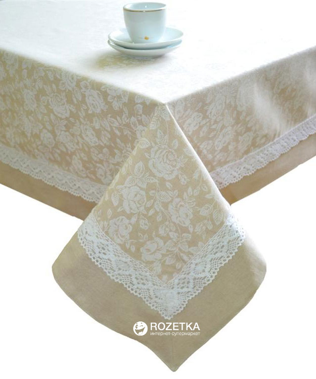 

Скатерть Прованс White Rose с кантом и мережкой 140х180 см