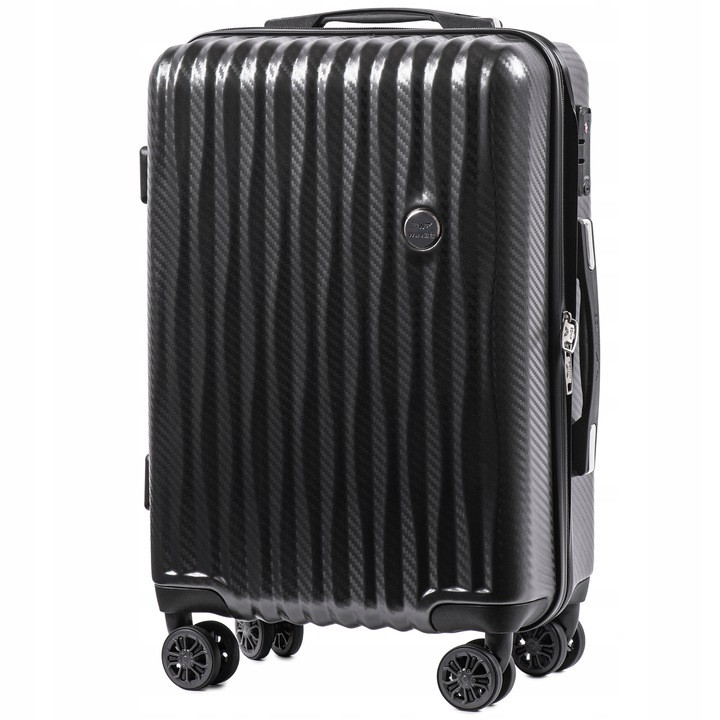 

Маленький пластиковый чемодан Wings на 4 колесах PC5223 S (черный / black)