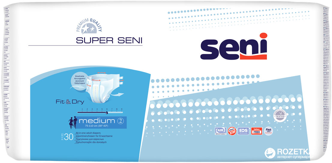 Акция на Подгузники для взрослых Seni Super Medium 30 шт (5900516691400) от Rozetka UA