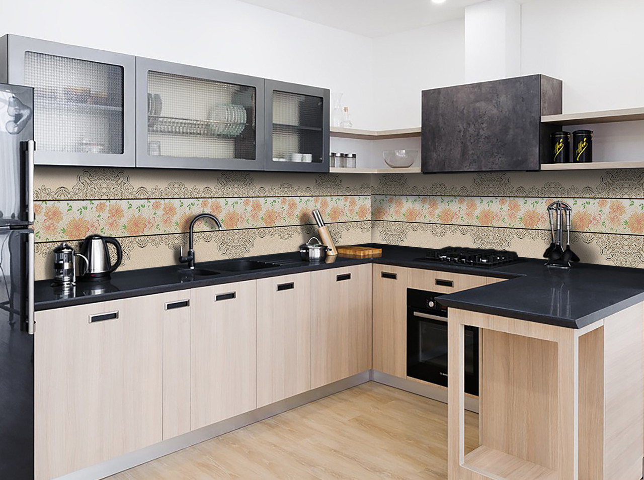 

Наклейка виниловая кухонный фартук Zatarga "Цветочный узор" 650х2500 мм