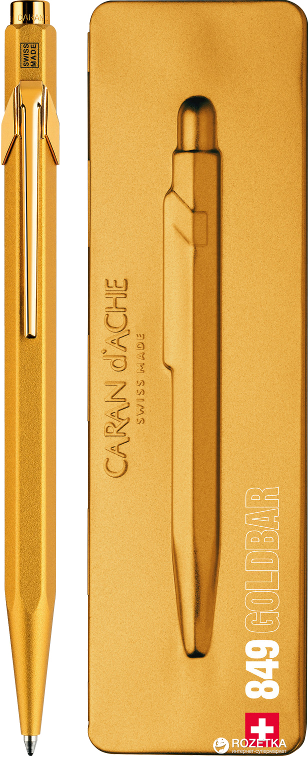 

Ручка шариковая Caran d'Ache 849 Синяя 0.7 мм Золотистый корпус в подарочном футляре (7630002316828)