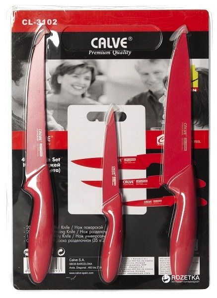 Акція на Набор ножей Calve из 4 предметов Красный (CL-3102 - К) від Rozetka UA
