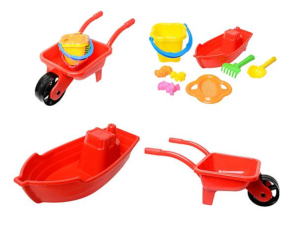 

Детская тачка с лодочкой и песочным набором KINDERWAY (01-127)