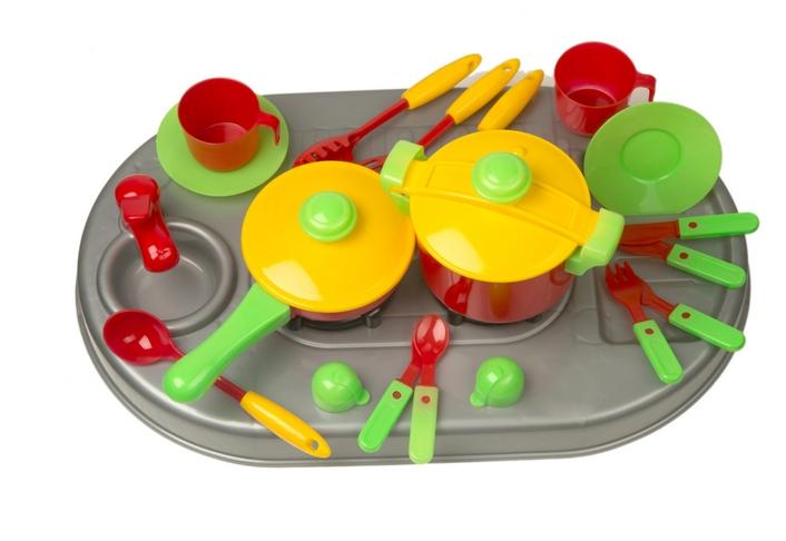 

Игрушечная плита с мойкой и посудой KINDERWAY (04-409)