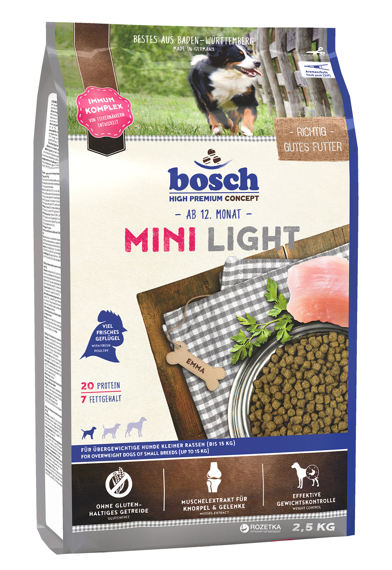 

Сухой корм для собак Bosch 5213025 HPC Mini Light 2.5 кг