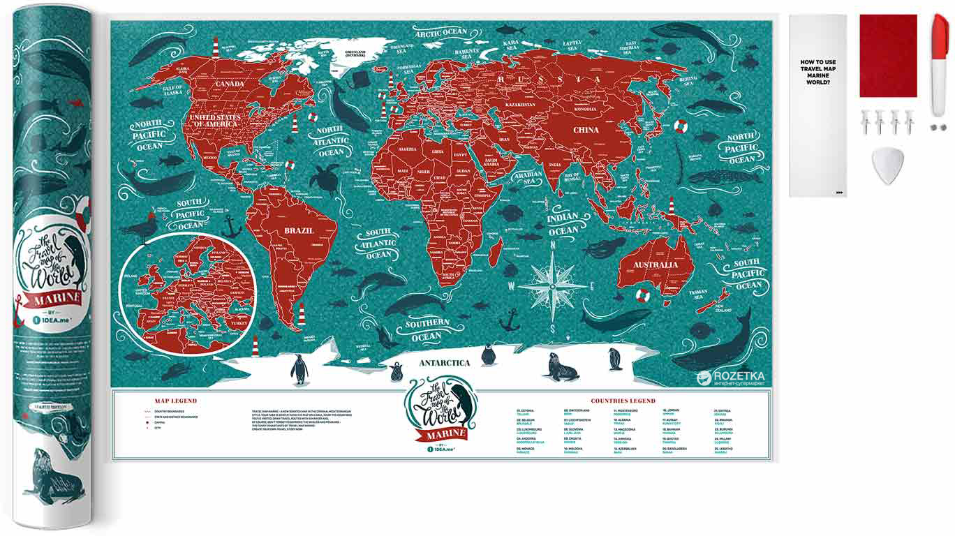 

Скретч-карта мира 1DEA.me Travel Map Travel Map Marine World (MW)