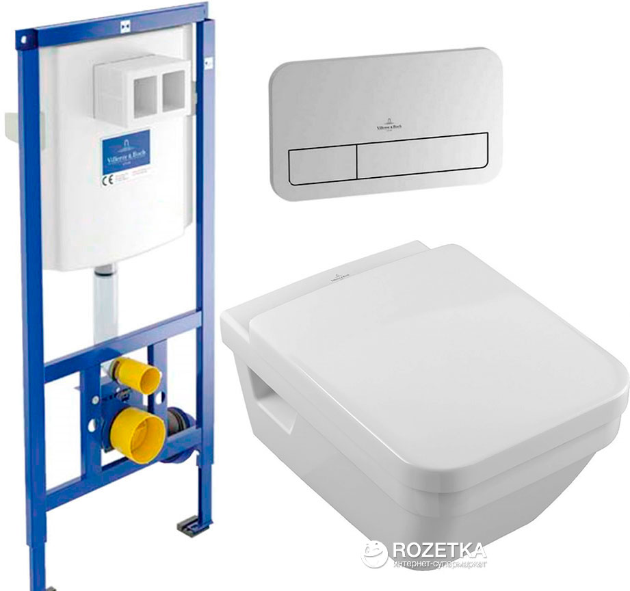 

Инсталляция VILLEROY&BOCH 92246100 + E200 92249061 + подвесной унитаз V&B OMNIA ARCHITECTURA Directflush 5685HR01 с сиденьем Soft Close