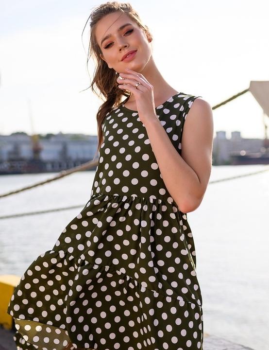 

Платье G&M k-56069 - Размер цвет хаки горох, Платье G&M k-56069 46-48 Размер цвет хаки горох
