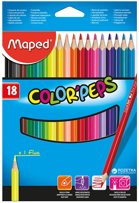 

Карандаши цветные Maped Color Peps Classic 18 цветов (MP.183218)