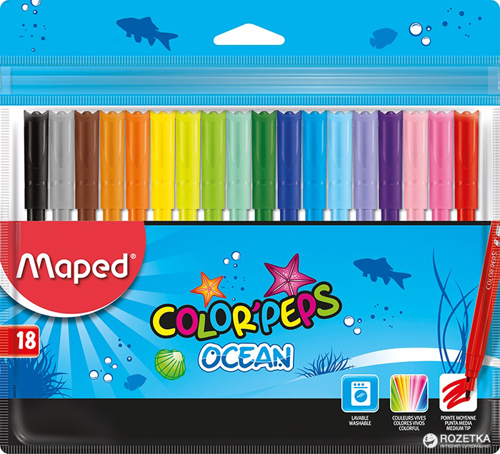 

Фломастеры Maped Color Peps Ocean 18 цветов 18 шт (MP.845721)
