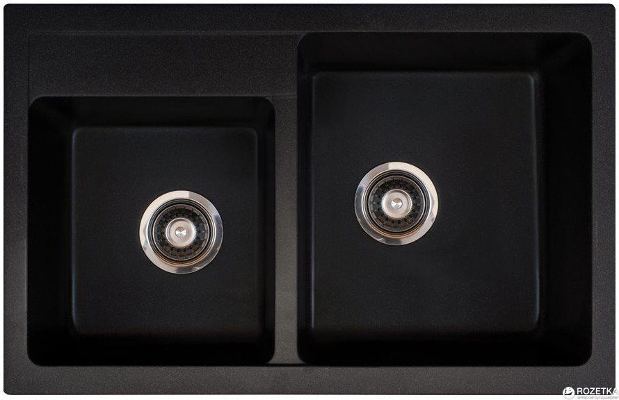 Кухонная мойка гранит METALAC X GRANIT QUADRO PLUS 2D (171004) черный ...
