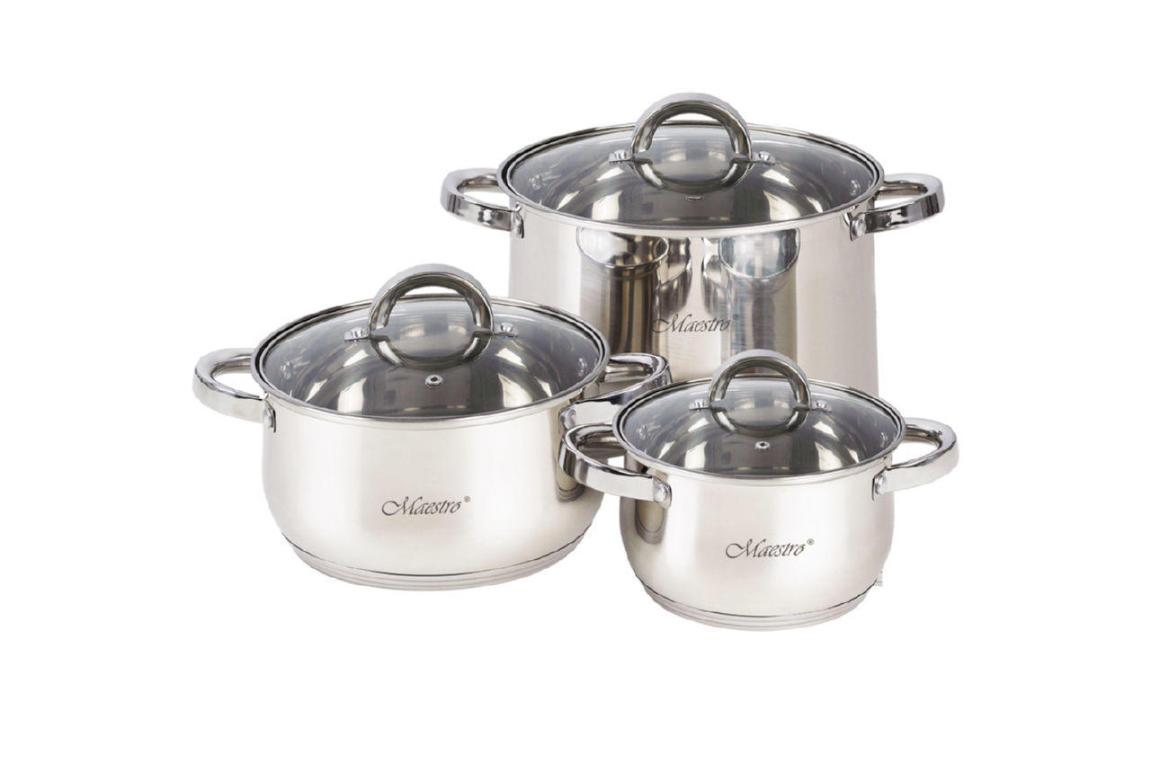 

Набор посуды нержавеющий Maestro - 1,5 х 3 х 5 л (3 шт.) MR-2120-6L (MR-2120-6L)