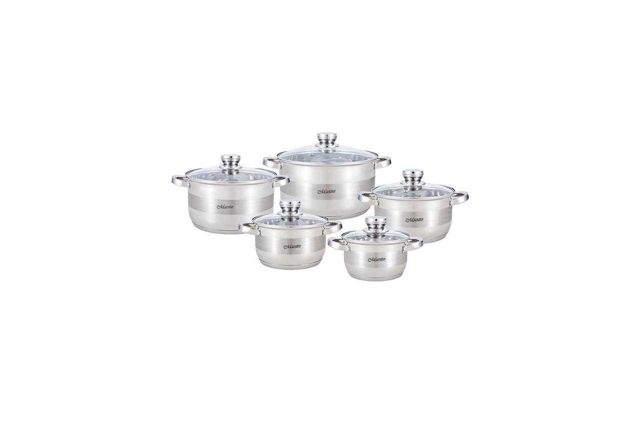 

Набор посуды нержавеющий Maestro - 1,5 х 2 х 3 х 5 х 6 л (5 шт.) MR-2220 (MR-2220-10)