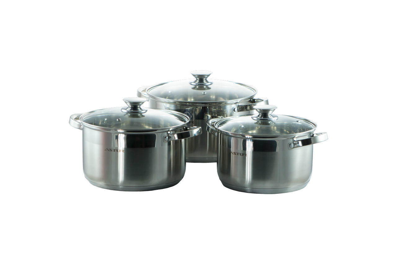 

Набор посуды нержавеющий Astor - 2,1 x 2,9 x 5,1 л (3 шт.) (AST 1701)