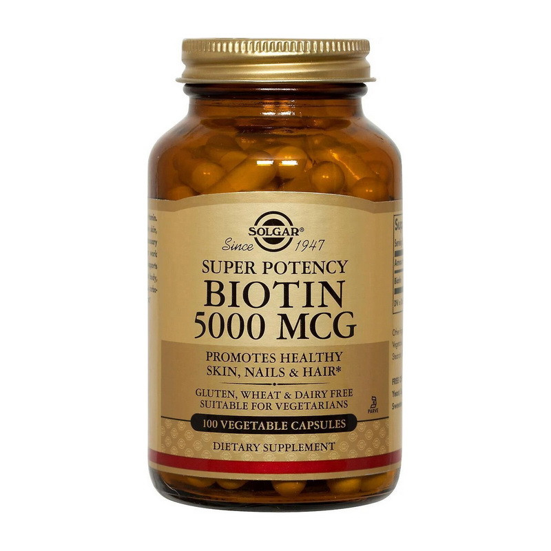 

Биотин (витамин В7) Solgar Biotin 5000 mcg (100 veg caps)