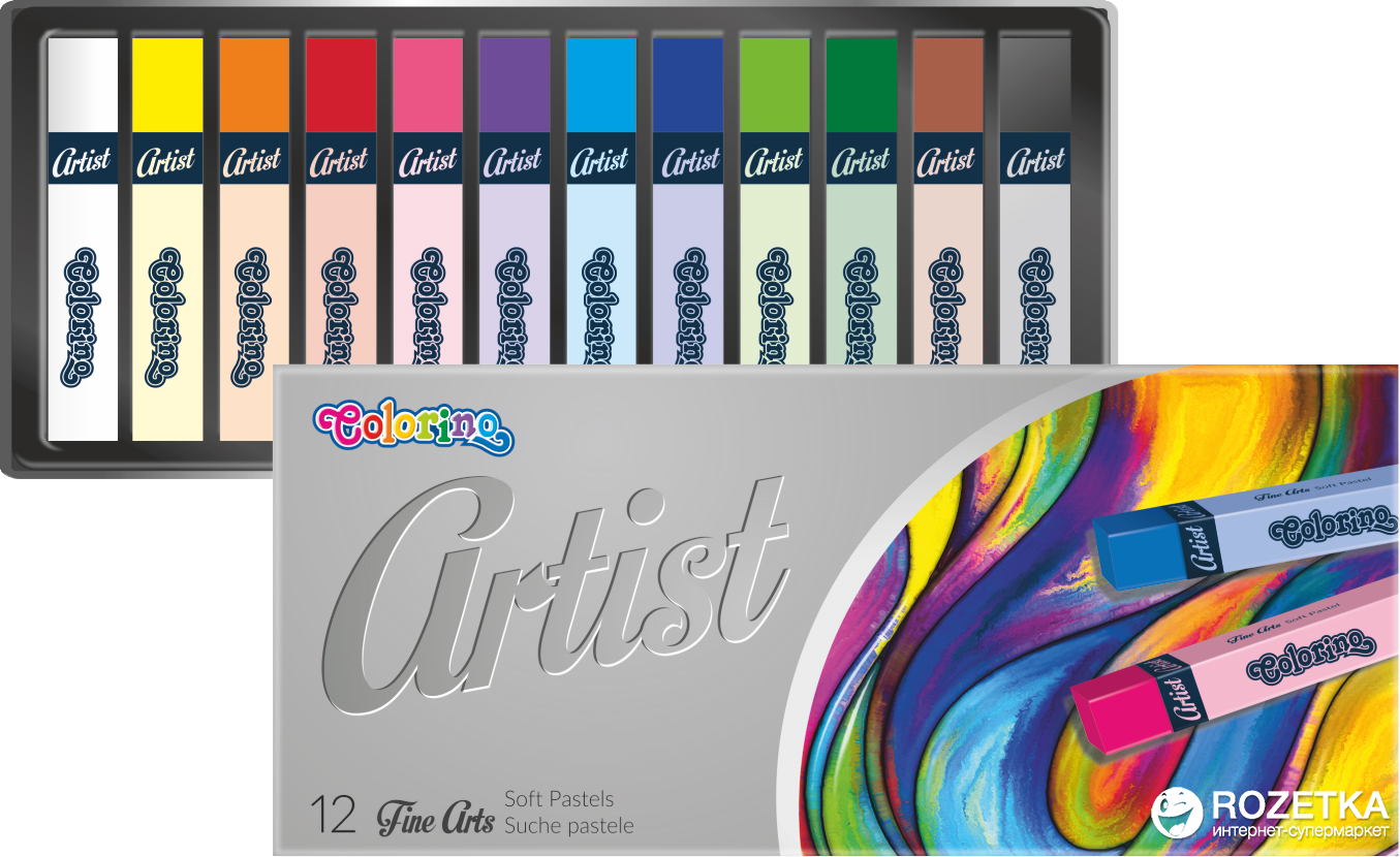 

Пастель сухая Colorino Artist квадратная в пластиковом контейнере 12 цветов (65238PTR)