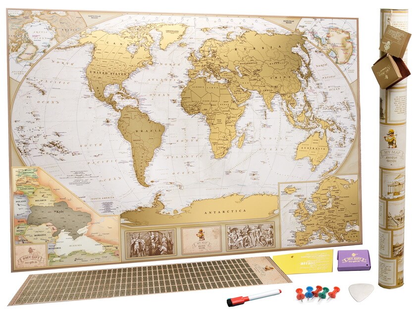 

Скретч карта мира My Map Antique edition ENG в тубусе