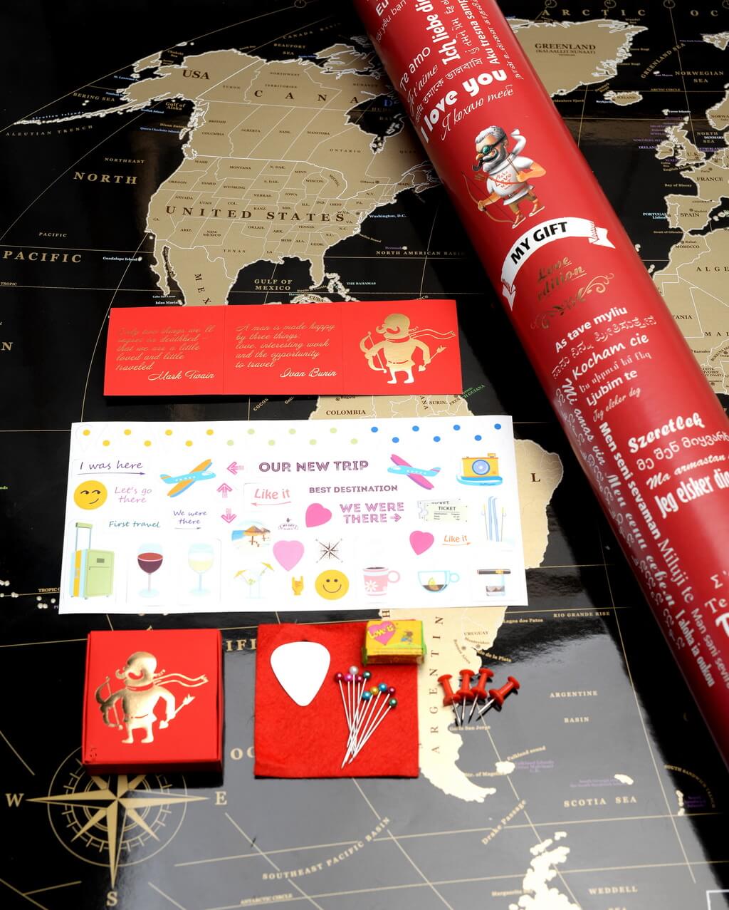 

Скретч карта мира My Map Black edition ENG в наборе для любимого человека In Love