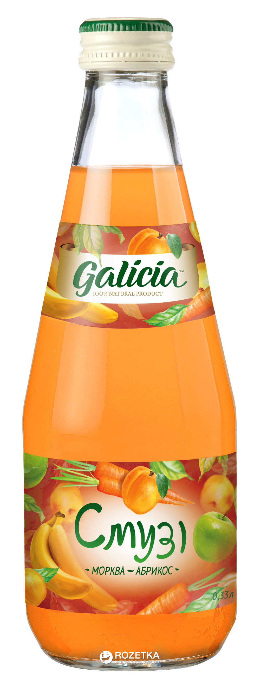 Упаковка сока с мякотью Galicia Смузи яблоко-морковь-банан-абрикос 0.3 ...