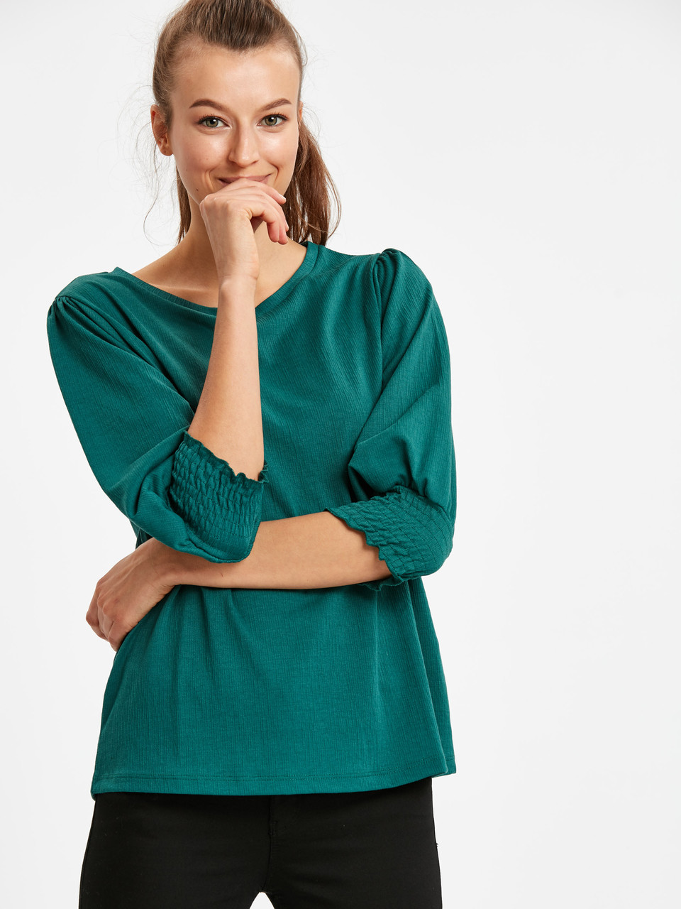 

Женская кофта LC Waikiki с гофрированными манжетами  Бирюзовая (LCW Woman -1625, Женская кофта LC Waikiki с гофрированными манжетами XS Бирюзовая (LCW Woman -1625)