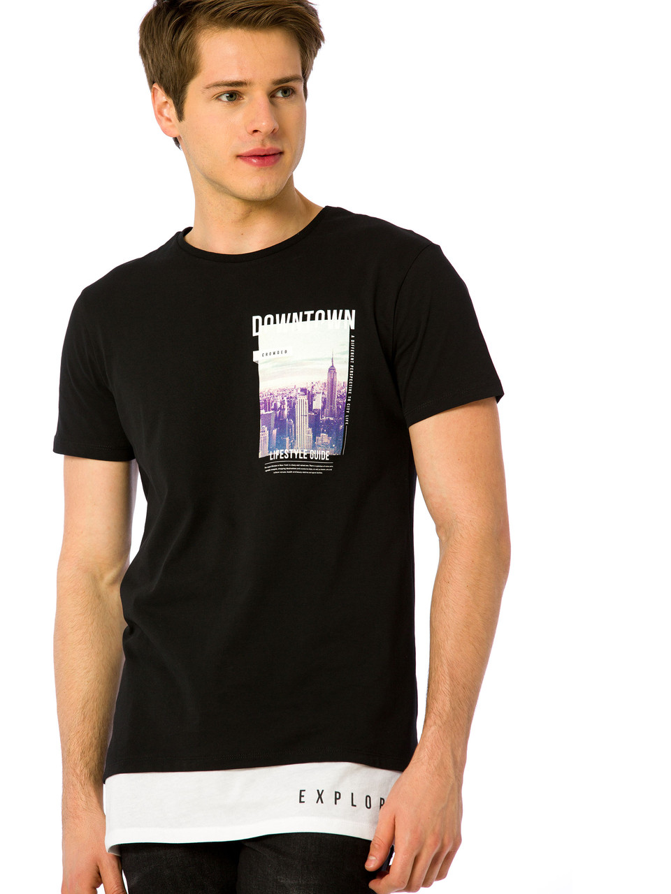 

Мужская футболка LС Waikiki Downtown  Черная (LCW T-shirt -1684-1, Мужская футболка LС Waikiki Downtown M Черная (LCW T-shirt -1684-1)
