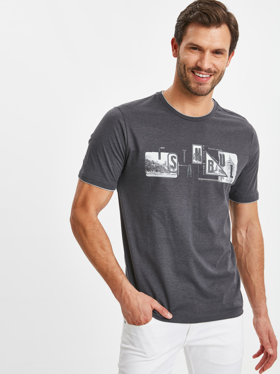 

Мужская футболка LС Waikiki Istanbul  Серая (LCW T-shirt -1694-0, Мужская футболка LС Waikiki Istanbul S Серая (LCW T-shirt -1694-0)