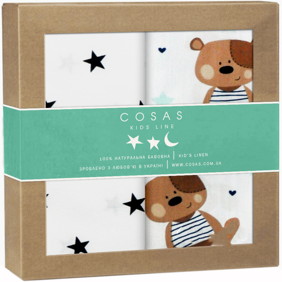 

Пеленки Cosas Бязь 80x100 см 2 шт Bear (4822054039777)