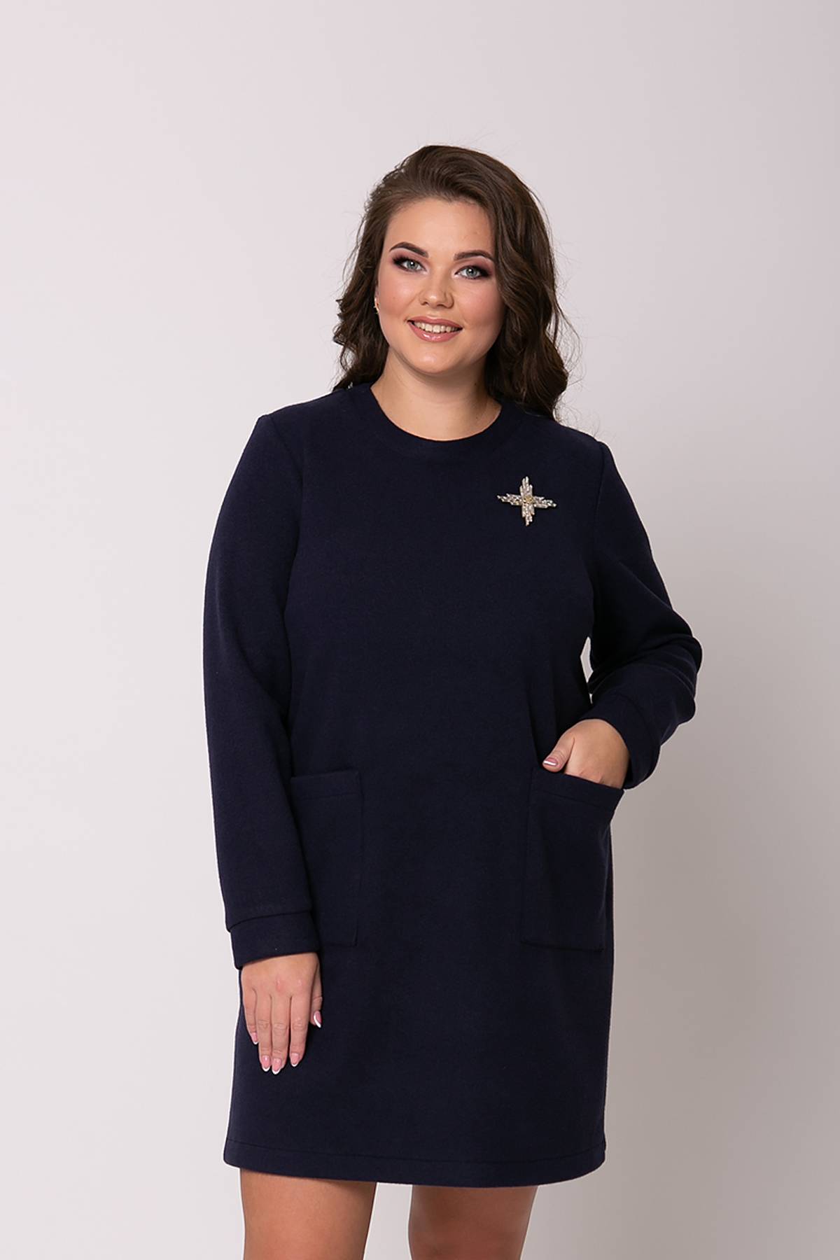 

Прямая туника из ангоры с брошью Tatiana ДАЛИЯ темно-синяя, Прямая туника из ангоры с брошью Tatiana ДАЛИЯ темно-синяя 54