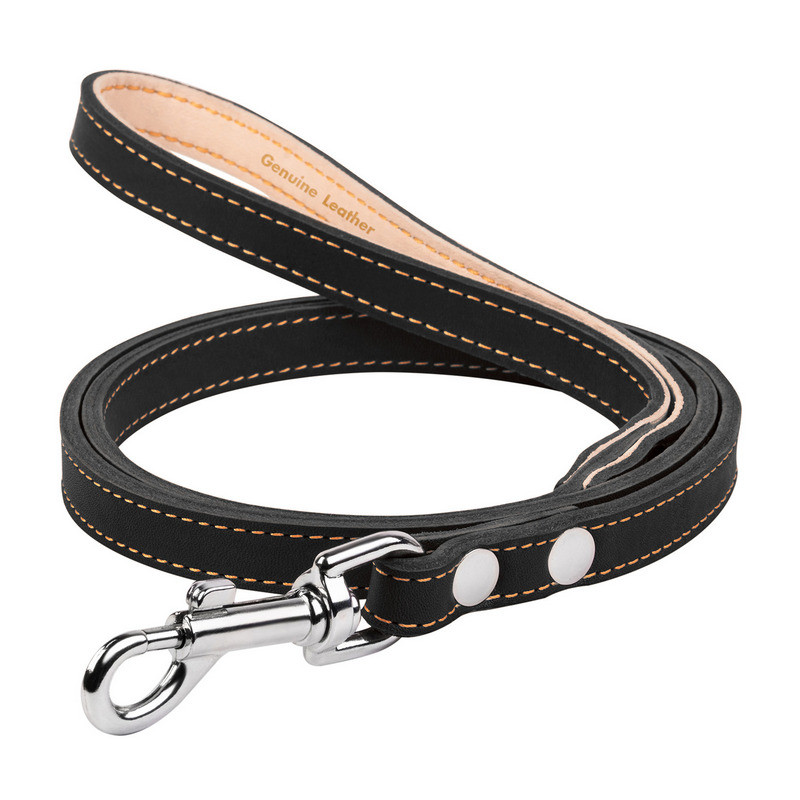 

Поводок двойной CoLLaR кожа черный с прошивкой 04571 (4820082492335)