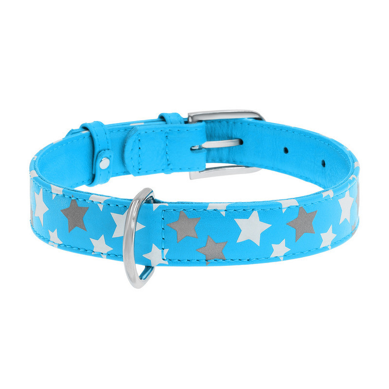 

Ошейник WAUDOG Glamour кожа голубой с узором Звездочка 35862 (4823089301259)