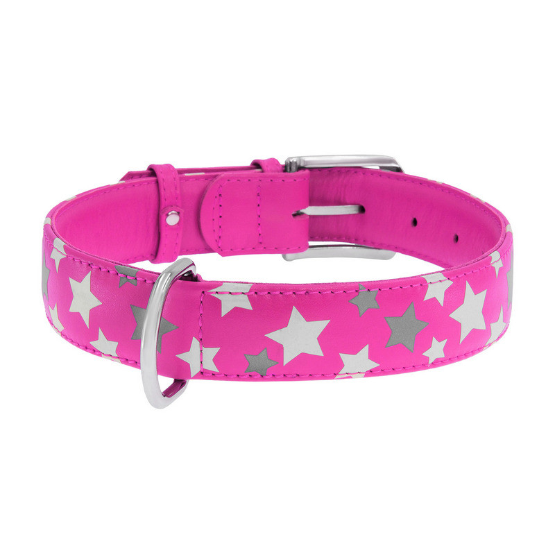 

Ошейник WAUDOG Glamour кожа розовый с узором Звездочка 35887 (4823089301457)
