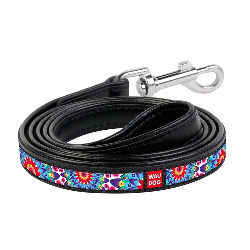 

Поводок WAUDOG Design Цветы кожа черный 37611 (4823089310527)