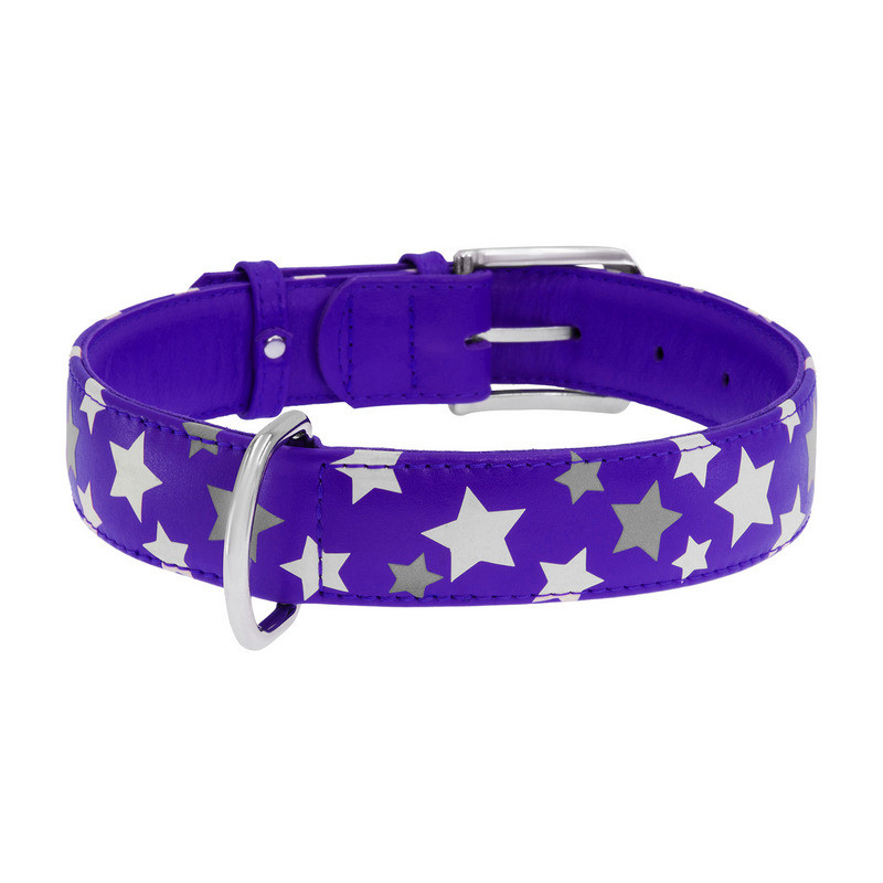 

Ошейник WAUDOG Glamour кожа фиолетовый с узором Звездочка 35889 (4823089301471)