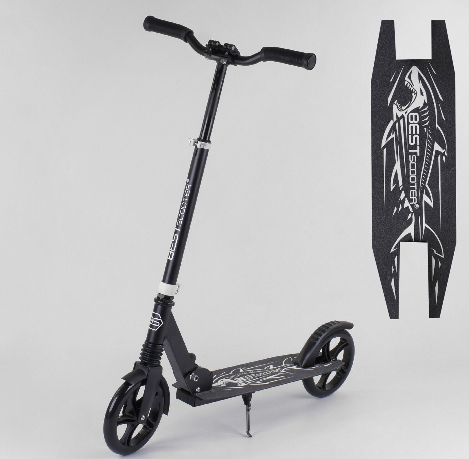 

Двухколесный самокат Best Scooter "SHARK" 68848 складной с амортизатор Рама алюминий Черный
