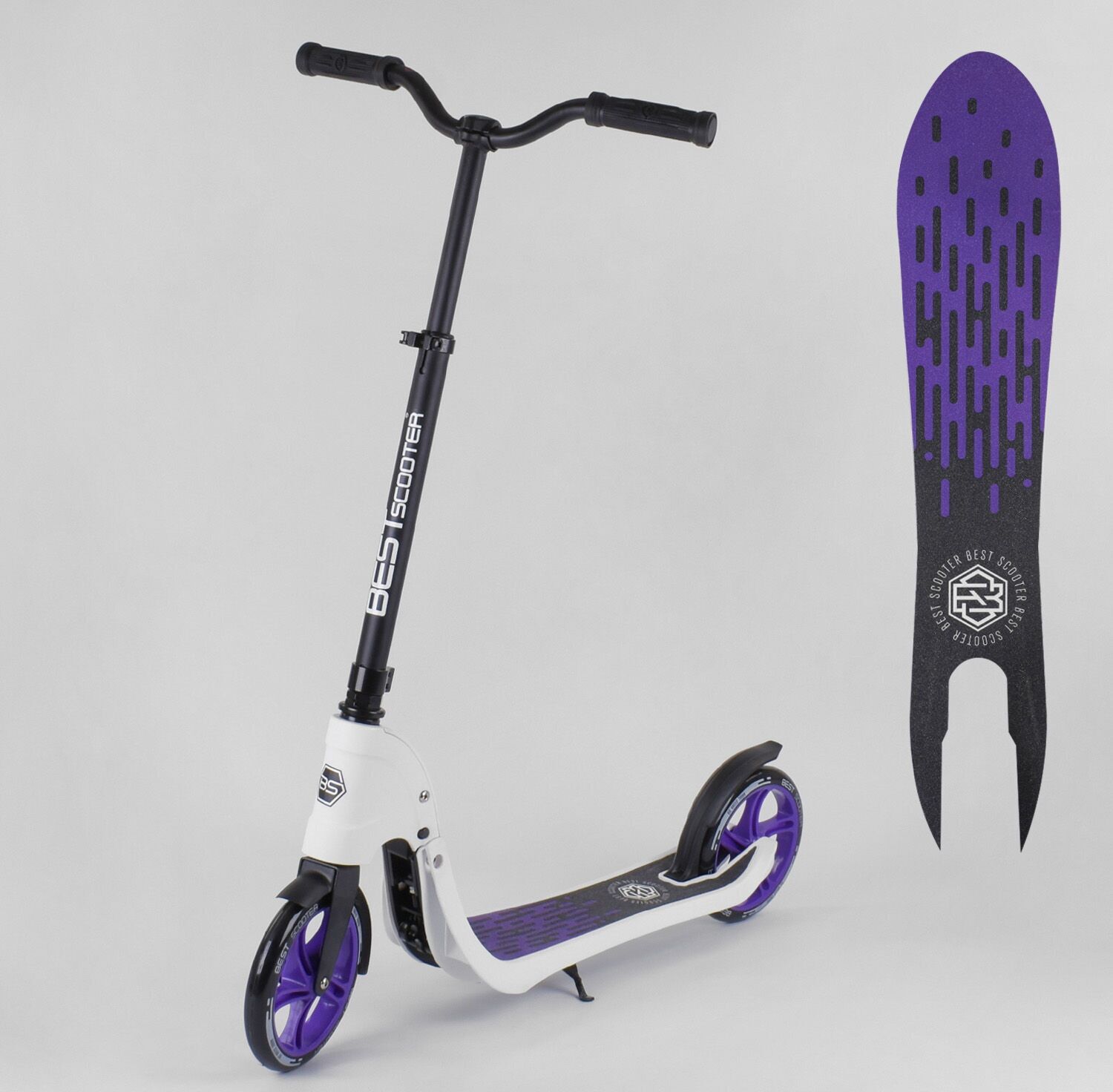 

Двухколесный самокат Best Scooter 90003 складной прогулочный Бело-Фиолетовый
