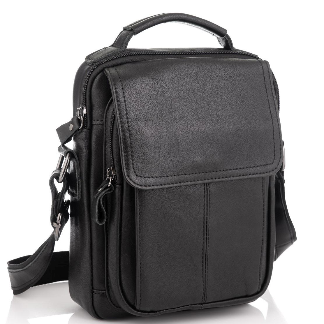

Мужская сумка через плечо черная Tiding Bag N2-8017A