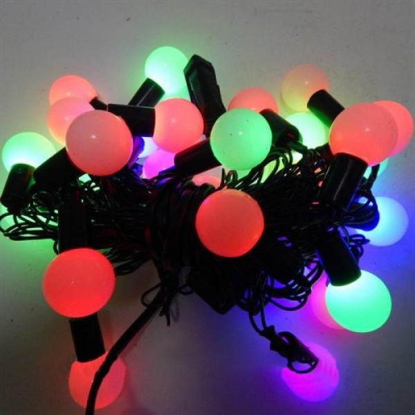 

Гирлянда светодиодная шарики LED 28 RGB черный провод (G13)