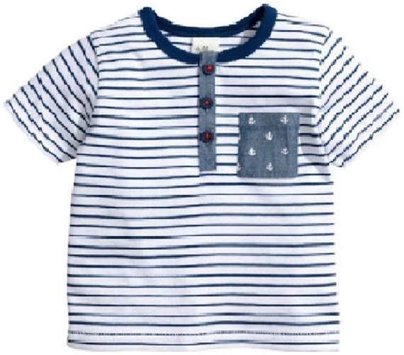 

Футболка H&M 601-2102821 74 см Белая в темно-синюю полоску