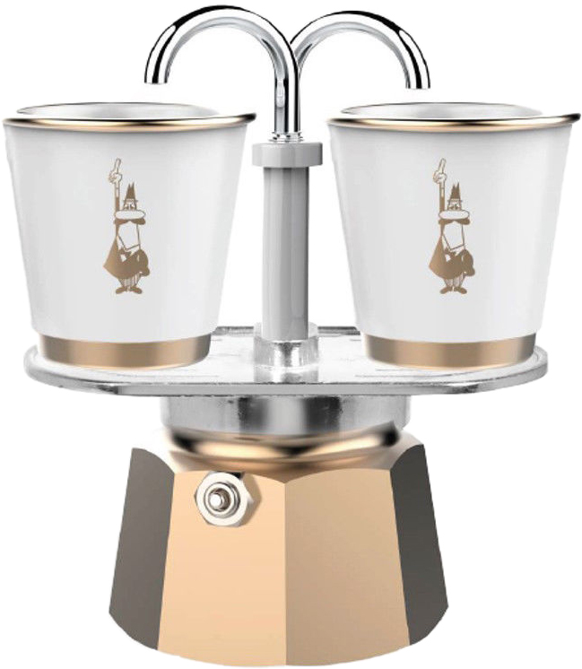 Гейзерная кофеварка Bialetti Mini 120 мл + 2 стакана Золотистый ...