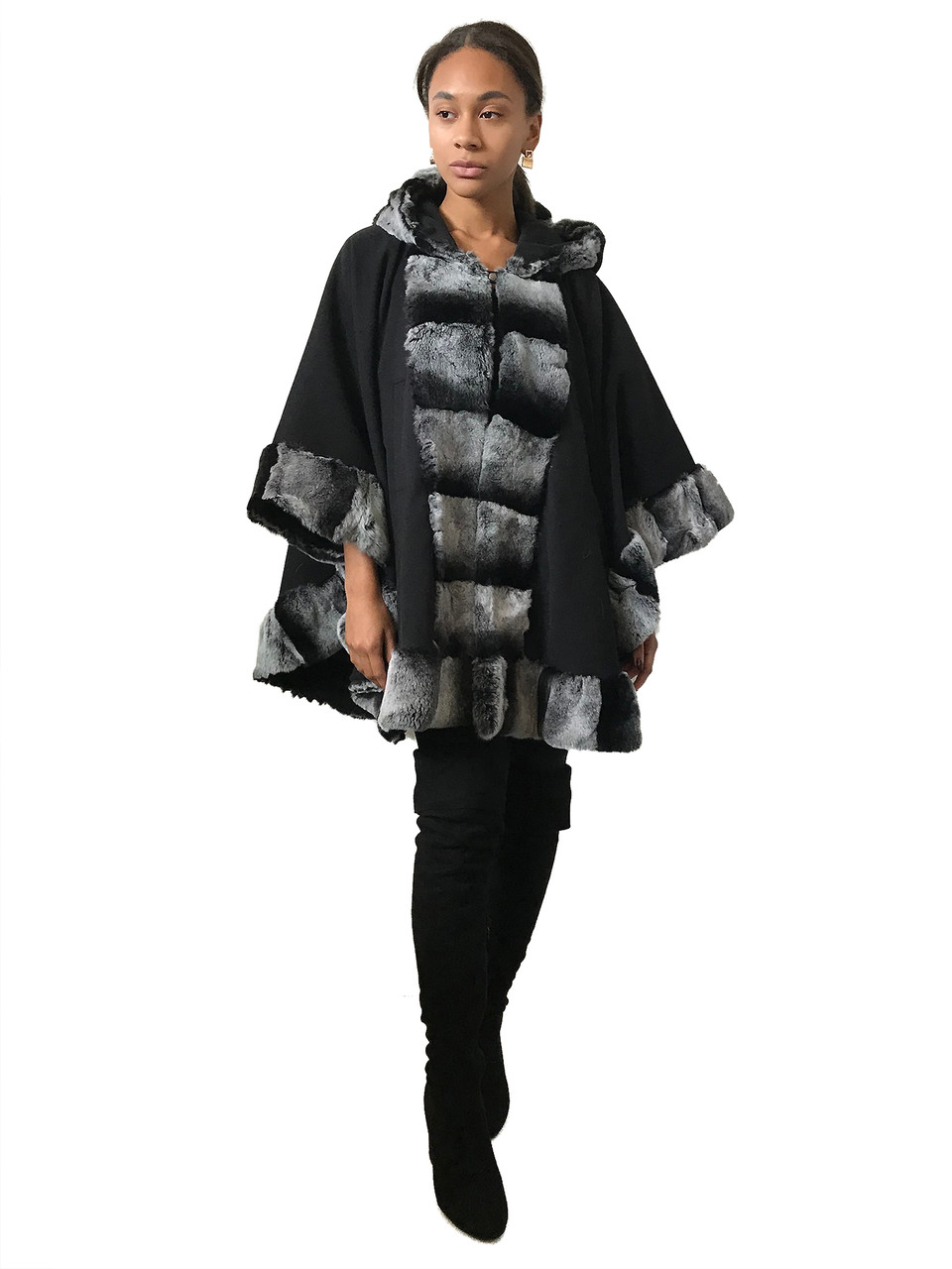 

Пончо Кейп Пальто с капюшоном RizhikOva 85 см Black One size RO-1775