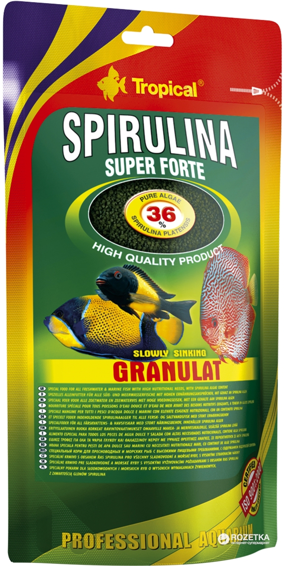 

Корм Tropical Super Spirulina Forte Granulat для аквариумных рыб в гранулах 550 г