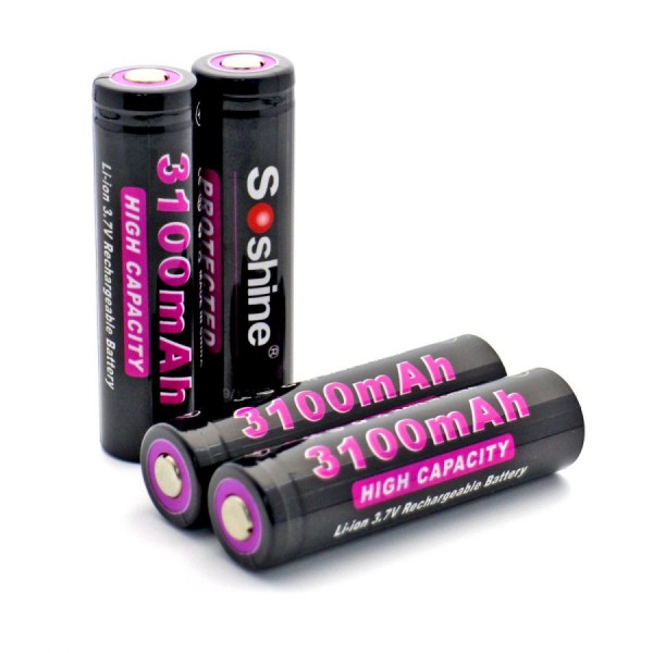 

Аккумулятор литиевый Li-Ion 18650 Soshine (Panasonic) 3.7V (3100mAh), защищенный