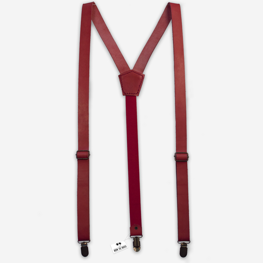 

Подтяжки Bow Tie House™ кожаные ярко-коралловые 2.5 см 07196