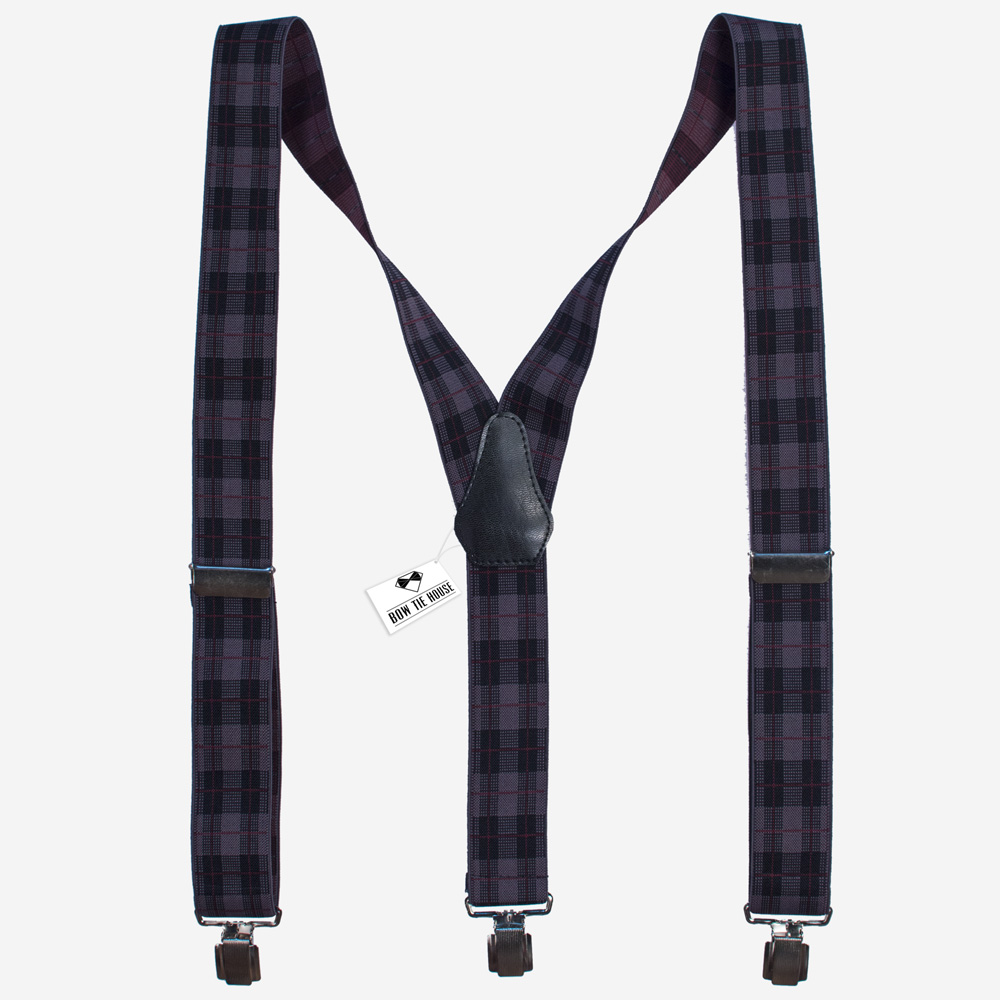 

Подтяжки Bow Tie House™ галстучные серые в серо-красную клетку 07907