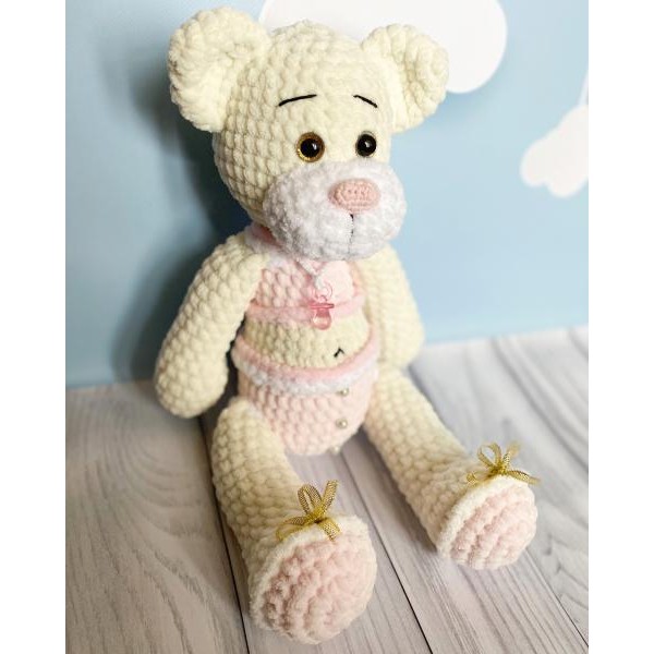 

Вязанная игрушка Медвежонок Бонни J B Knitting мягкая Hand Made 27 см