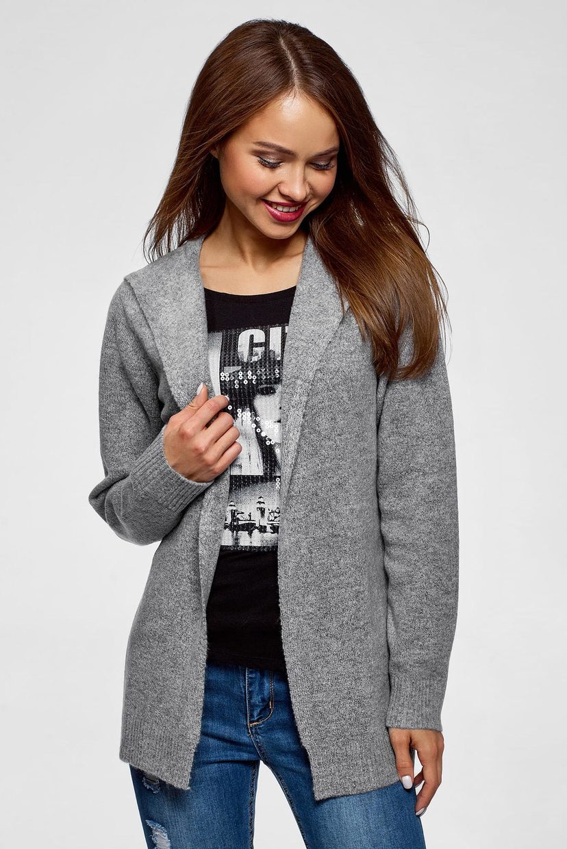 

Женский серый кардиган Oodji XS 63207187-1/45716/2029M