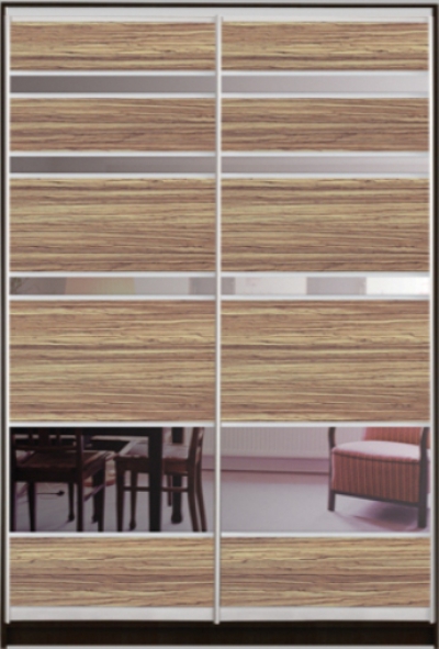 

Шкаф купе Luxe Studio Стандарт-1 ДСП/Зеркало-6 1200x2300x450 двухдверный